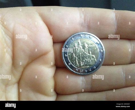 2 Euro coin. Germany, Munich. Depicting Neuschwanstein Castle, Bavaria. Commemorative German ...