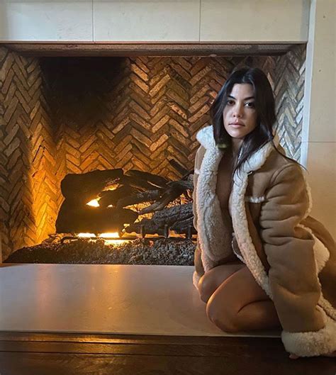 Kourtney Kardashian Poses in Nude Under a Shearling Jacket