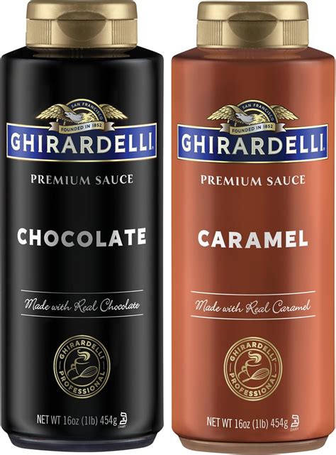 Ghirardelli Chocolate and Caramel Sauces 16 oz Squeeze Bottles : Amazon ...