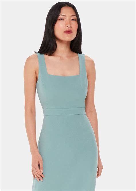 Whistles Mint Green Square Neck Maxi Dress | Sleek Bridesmaid Style