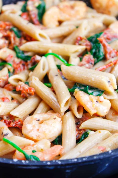 Penne Pasta with Cheesy Shrimp and Spinach | Recipe Cart