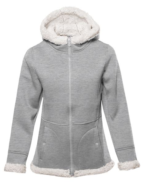 FashionOutfit Women's Solid Sherpa Bonded Fleece Hooded Jacket ...