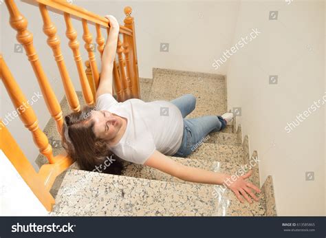 Woman Falling Down Stairs