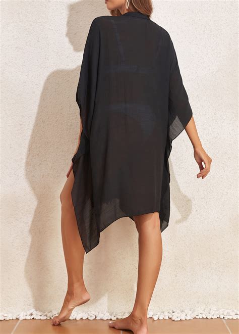 Button Up Breathable Black Cover Up | Rosewe.com - USD $31.98