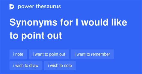 I WOULD LIKE TO POINT OUT Synonyms: 309 Similar Words & Phrases