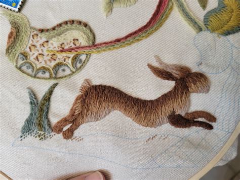 The bun bun is done! 4 colors of brown, soft shading crewel work. First ...