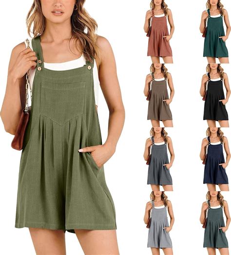 Amazon.com: Linen Overalls for Women Shorts Summer Short Romper ...
