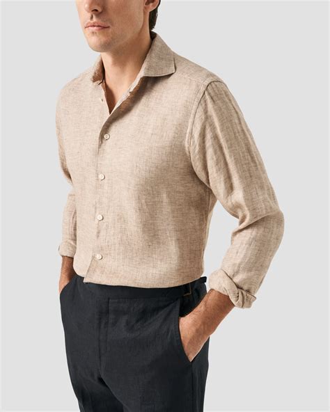 Light Brown Linen Twill Shirt - Eton
