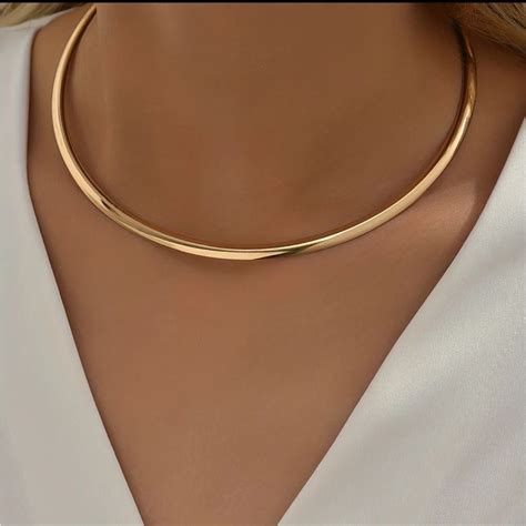 NEW NORDSTROM REVOLVE 18kt Gold Plated Choker Slim Collar Necklace ...