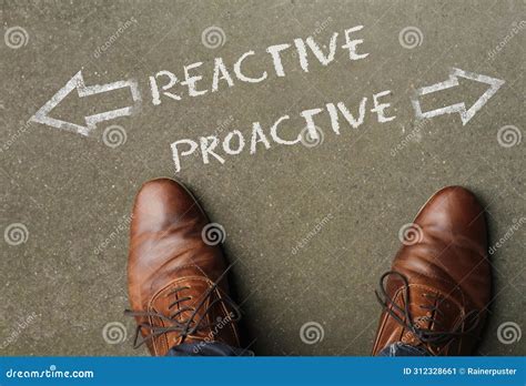 Reactive and Proactive Written on the Floor with Arrows Pointing in ...