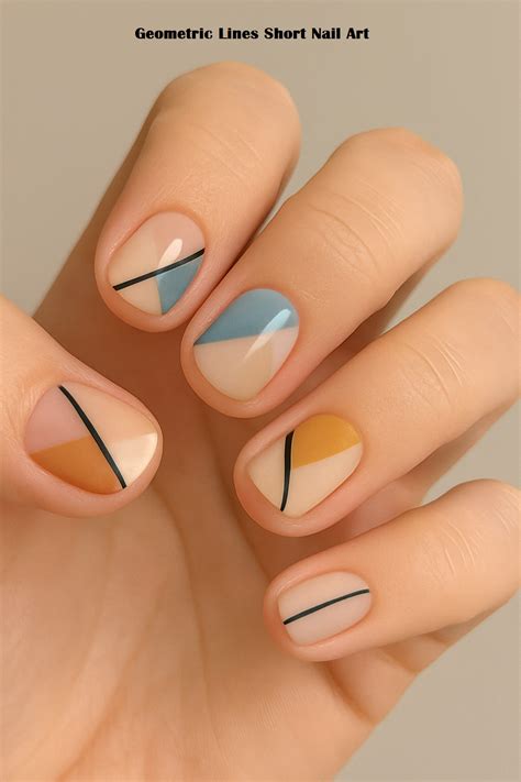 Geometric Lines Short Nail Art | Minimal nails art, Geometric nail ...
