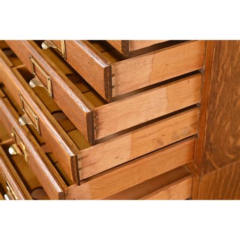 Antique Arts and Crafts Oak 15-Drawer Architect's Blueprint Flat File ...