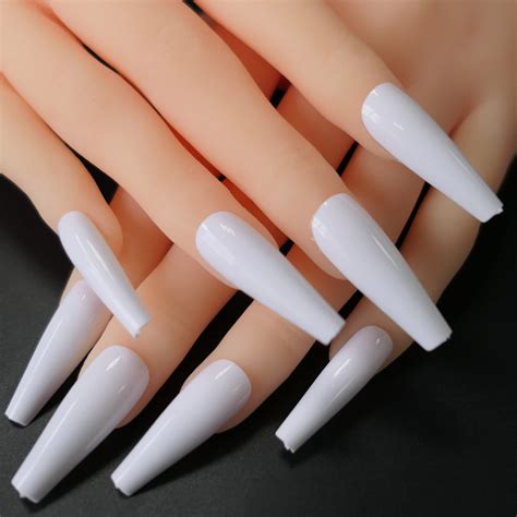 White Nails Long Coffin at Trudi Abbas blog