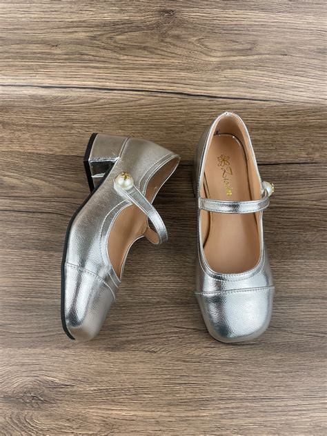 Mary Jane Shoes, Women's Shoes, High Heels, Silver Mary Jane Shoes - Etsy