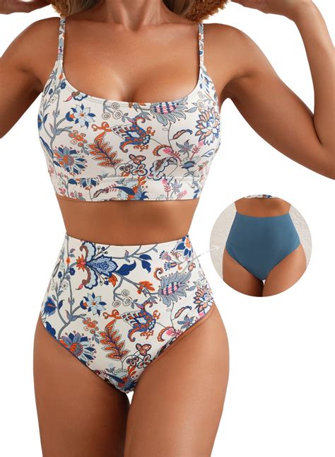 Eytino Bathing Suit for Women High Waisted Bikini Sets Tummy Control ...