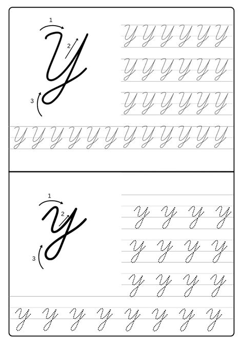 Cursive Y Worksheet - Learn Y in Cursive and the Cursive Alphabet ...