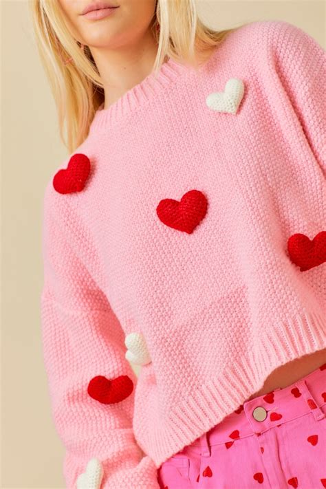 3D Heart Crochet Long Bubble Sleeve Sweater Women's Heart - Etsy