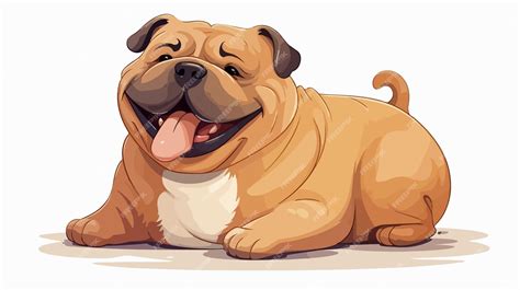 Perro gordo y lindo Ilustración de dibujos animados de Vector | Vector ...
