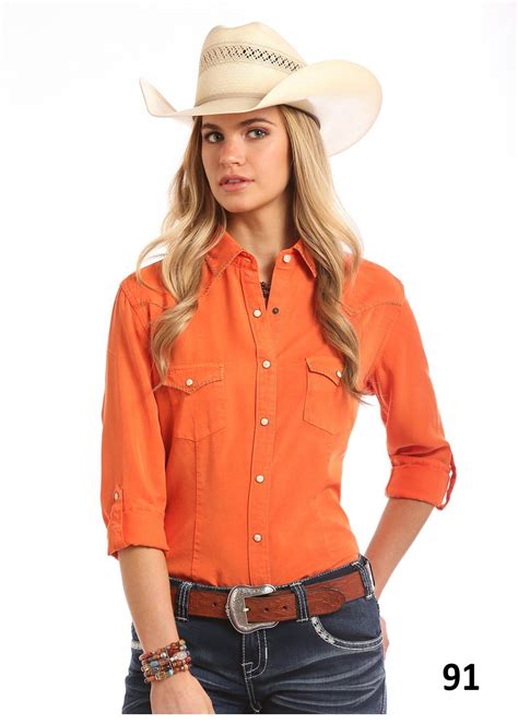 Panhandle Slim Women's Burnt Orange Snap Up Western Shirt R4S5045 ...