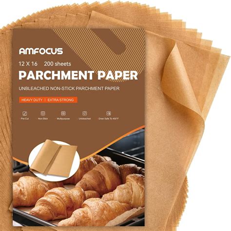 Amazon.com: 200PCS Parchment Paper Baking Sheets for Oven, 12 x 16 Inch ...