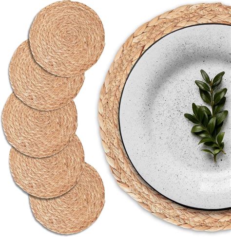 Amazon.com: UNIGREEN Woven Placemats Set of 6,13.5" Round Rattan ...