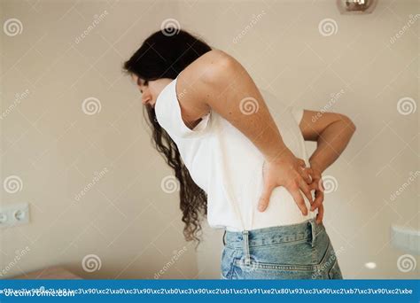 Kidney Infection Pyelonephritis Urinary Tract Infection. Attractive Woman Feel Backache Spine ...