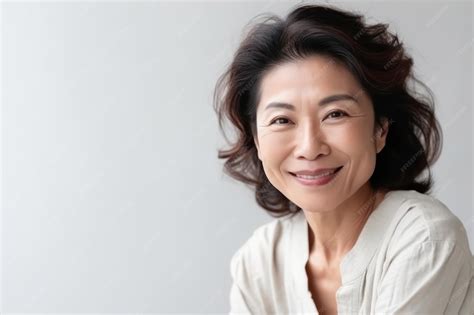 Premium Photo | Portrait of beautiful healthy smiling middle aged asian woman cross arms on ...
