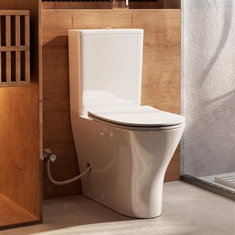 ARES 18" Tall Rear Outlet Toilet, Two-Piece Toilet with Comfort Seat ...