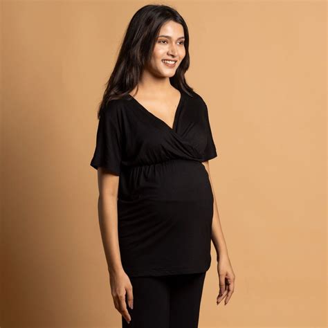 Black Maternity Pants with Drawstrings - Block Hop India