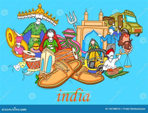 Indian Collage Illustration Showing Culture, Tradition and Festival of ...