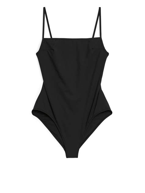 ARKET Square-Neck Swimsuit in Black | endource