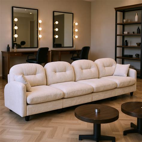 Latitude Run® 140" Four-Seater Reception Sofa, Premium Chenille Fabric ...