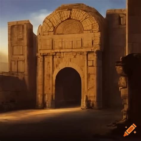 Concept art of ancient city gates in israel