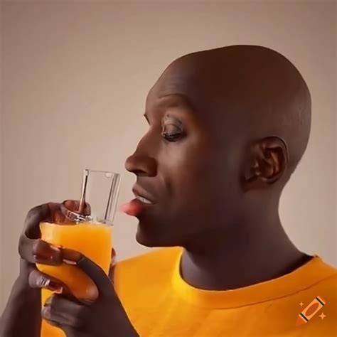 A man enjoying orange juice on Craiyon