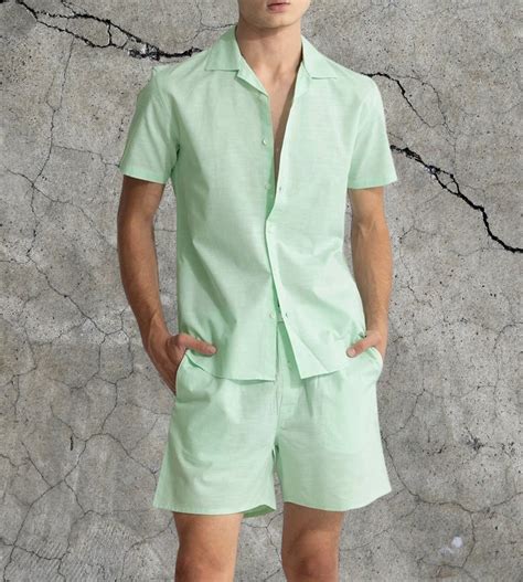 Summer Linen Set for Men, Comfortable Shorts and Shirt for Men, Natural ...