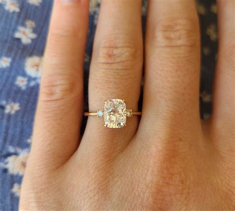Engagement ring | Gold band engagement rings, Elongated cushion cut ...