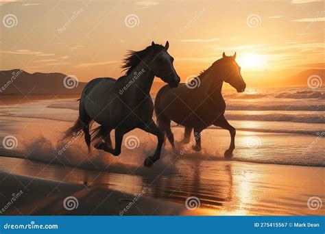 Running Horses in Gallop on Desert Sand Ai Generated Art Stock ...