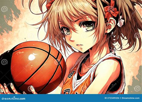 Basketball Girl Manga Anime Style. Generative AI Stock Illustration ...