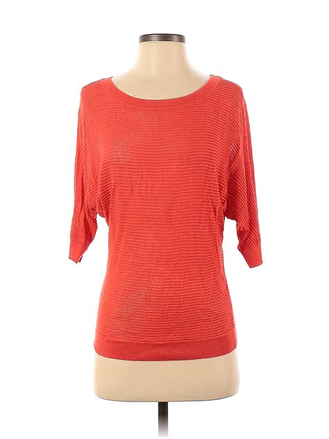 Express Solid Color Block Colored Orange Pullover Sweater Size S - 90% ...