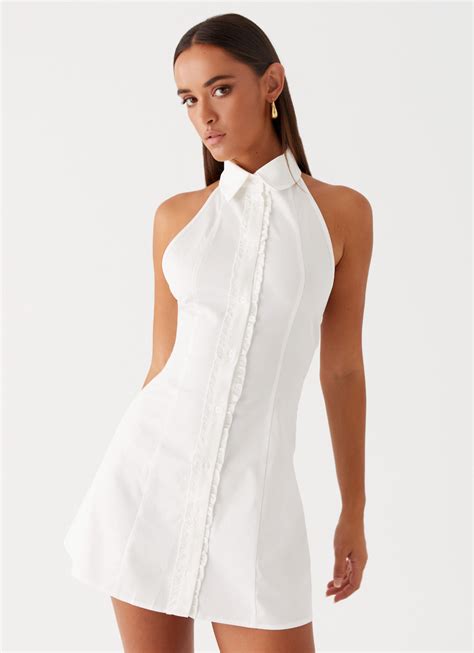 Dallas Collared Mini Dress - White – Peppermayo US