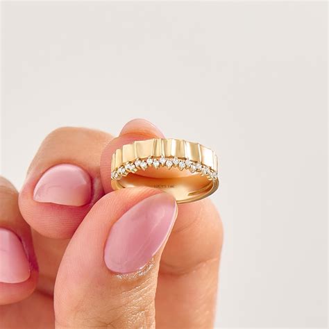Diamond Wedding Band, 14k Gold Pave Diamond Ring, Solid Gold Half ...