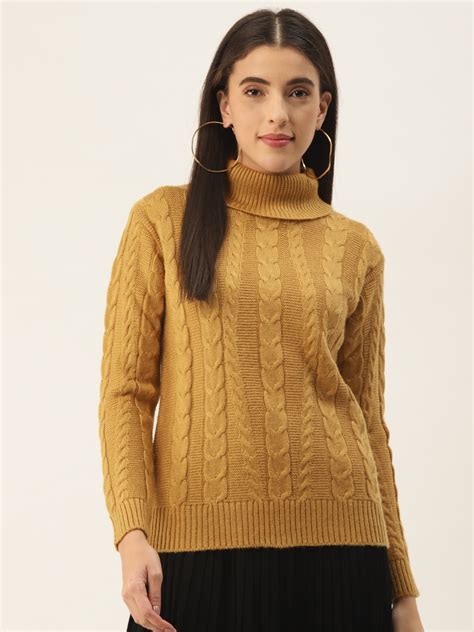 Buy BROOWL Women Mustard Yellow Wool Pullover - Sweaters for Women ...