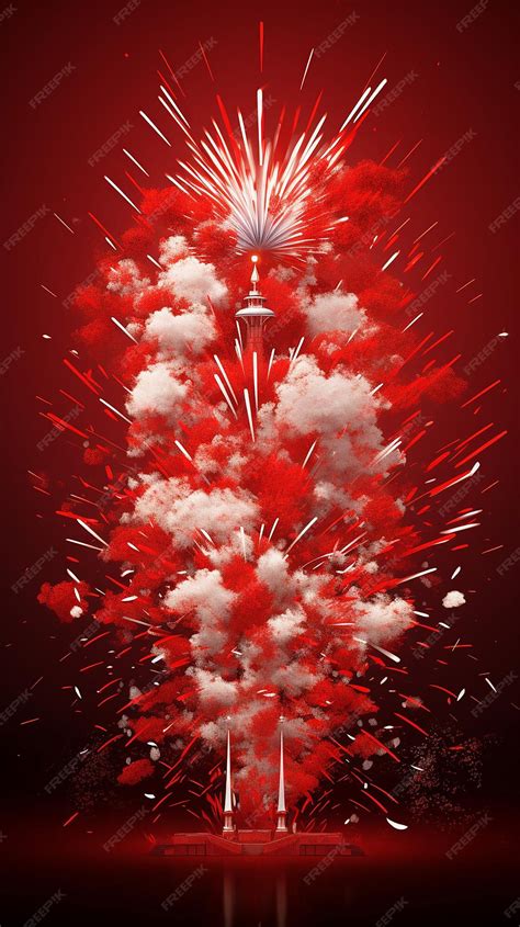 Premium AI Image | Indonesian Pride Red and white Flag Fireworks ...