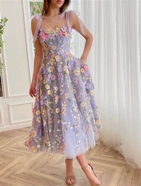 A-Line Cocktail Dresses Corsets Dress Wedding Guest Summer Tea Length ...