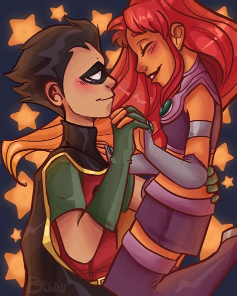 Robin x Starfire | Teen titans, Nightwing and starfire, Kids in love