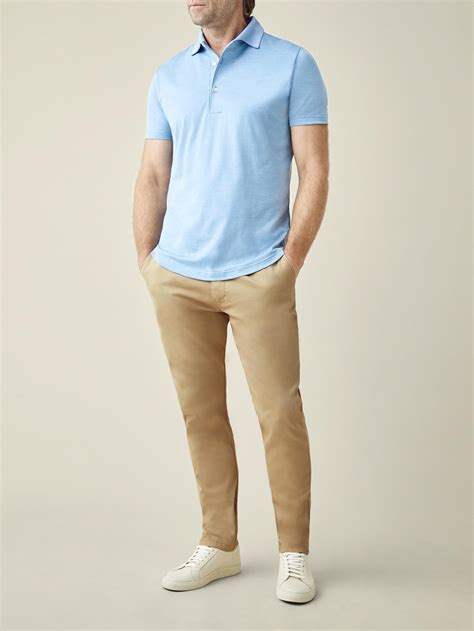 Light Blue Short-Sleeved Silk-Cotton Polo | Luca Faloni | Polo outfit ...