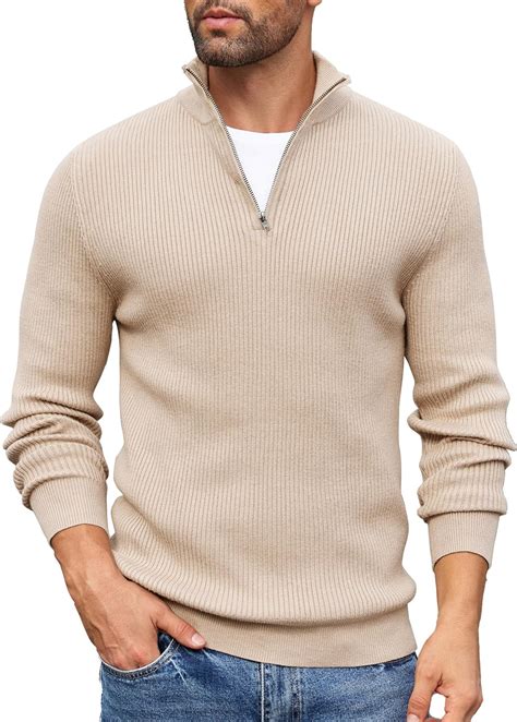 COOFANDY Mens Casual Slim Fit Pullover Sweaters Mock Neck Polo Sweater ...