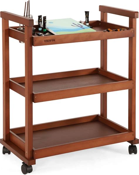 Amazon.com: 3 Tier Rolling Craft Cart Slim Rolling Storage Cart Wooden ...