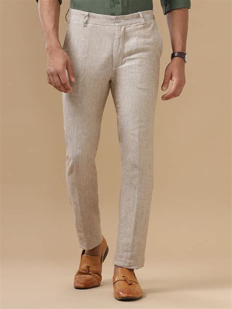 Men Pure Linen Sandal Pant with Trim Fit PL03