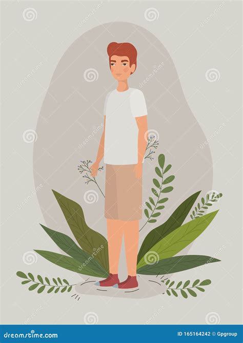 Man with Leaves Drawing Vector Design Stock Vector - Illustration of ...